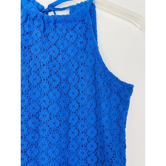 A New Day Women's Dress Small Crochet Midi Halter Blue Sleeveless Sundress New - Picture 2 of 15